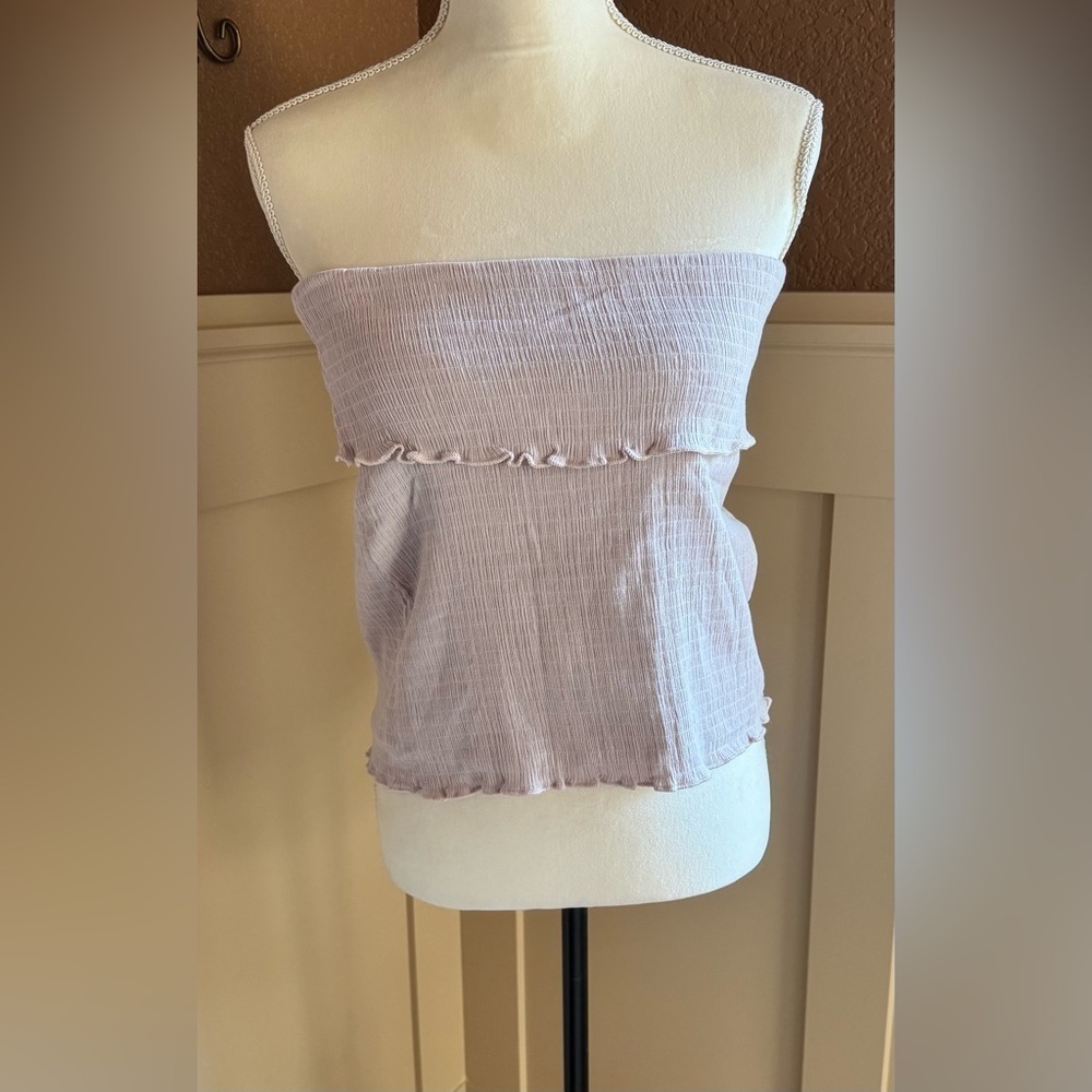 Free People Purple Smocked Ruffled Crop Top